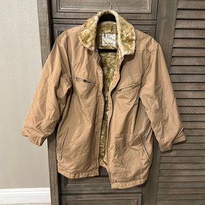 London Fog jacket fur lined tan color